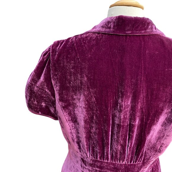 Work to Weekend Velvet Puff Short Sleeve Blazer Purple Dark Fairy Grunge 80s-10 - Picture 11 of 15